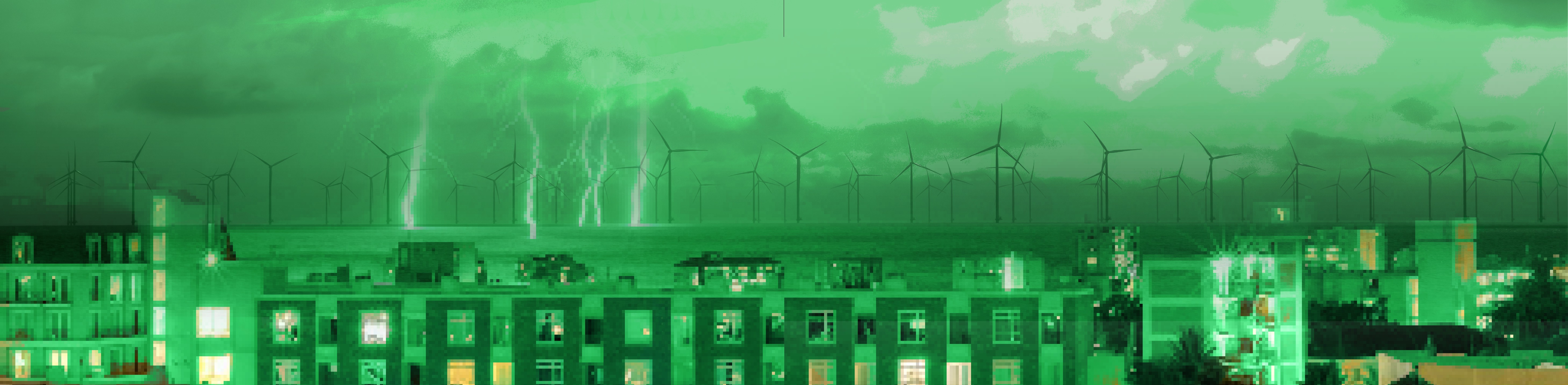 City lightning by sea